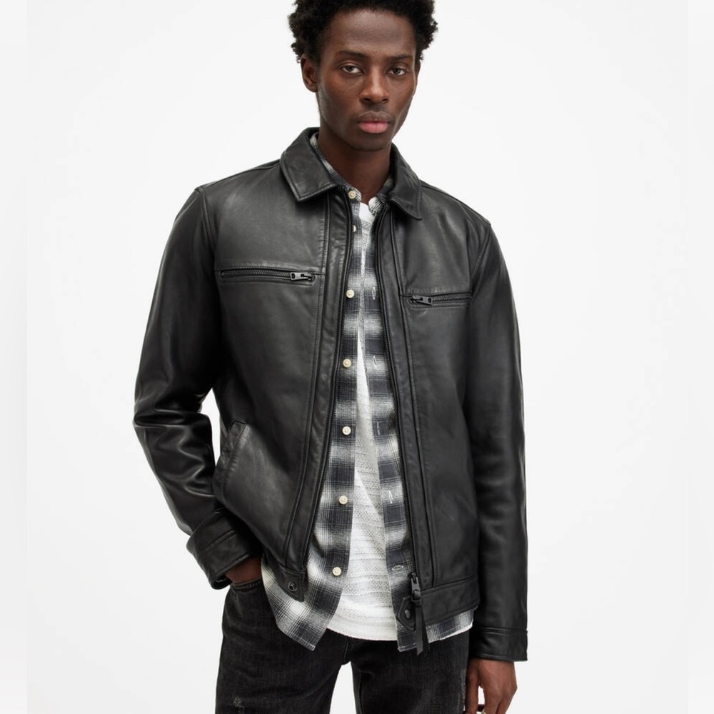 All Saints | Luck Slim Front Zip Up Leather Jacket | NWT